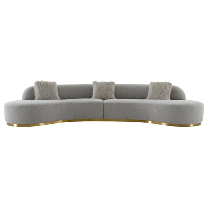 Pasargad Home Simona Curved Sofa with 3 Pillow Included