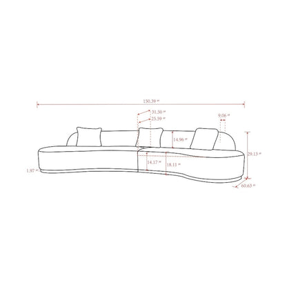 Pasargad Home Simona Curved Sofa with 3 Pillow Included