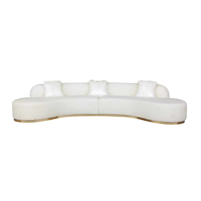 Pasargad Home Simona Curved Sofa with 3 Pillow Included