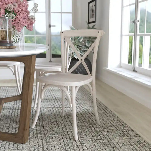 Modern Resin Stacking Cross Back Dining Chairs (Set of 2)