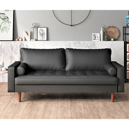 US Pride Faux Leather Mid-century Modern Sofa