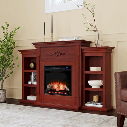 SEI Furniture Gracewood Hollow Womack 70-inch Mahogany Electric Fireplace with Bookshelves - N/A