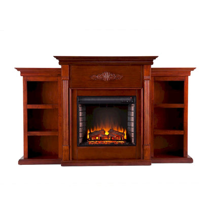 SEI Furniture Gracewood Hollow Womack 70-inch Mahogany Electric Fireplace with Bookshelves - N/A