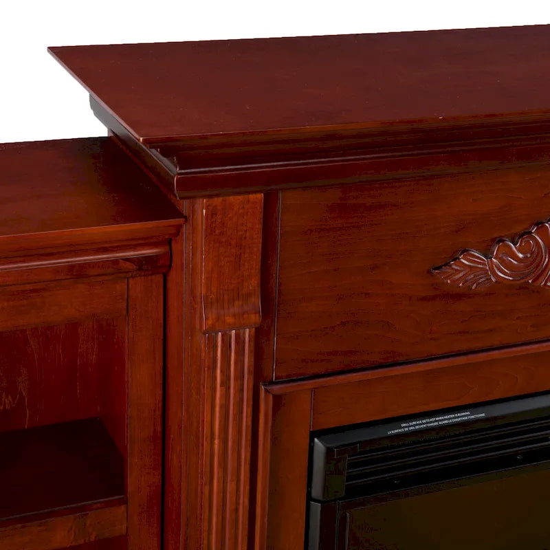 SEI Furniture Gracewood Hollow Womack 70-inch Mahogany Electric Fireplace with Bookshelves - N/A