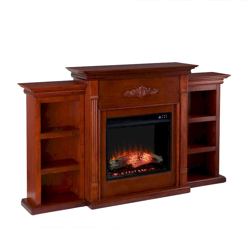 SEI Furniture Gracewood Hollow Womack 70-inch Mahogany Electric Fireplace with Bookshelves - N/A