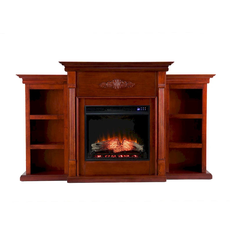 SEI Furniture Gracewood Hollow Womack 70-inch Mahogany Electric Fireplace with Bookshelves - N/A