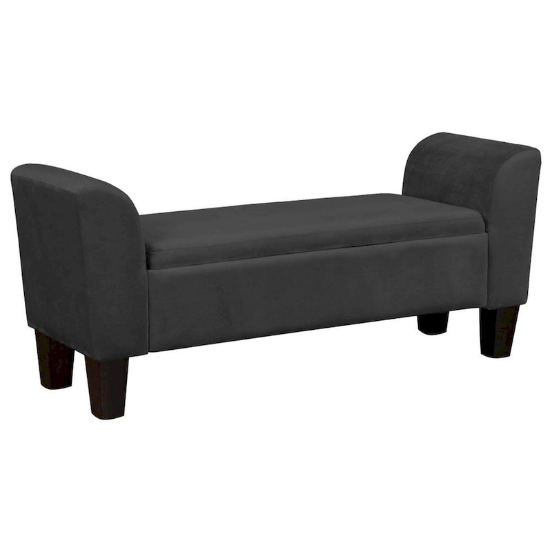 55 Inch Accent Storage Bench with Performance Velvet Upholstery, Black