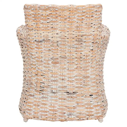SAFAVIEH Ginny Wicker Washed Out Grey Arm Chair - 28 W x 24 D x 33 H - 28Wx24Dx33H