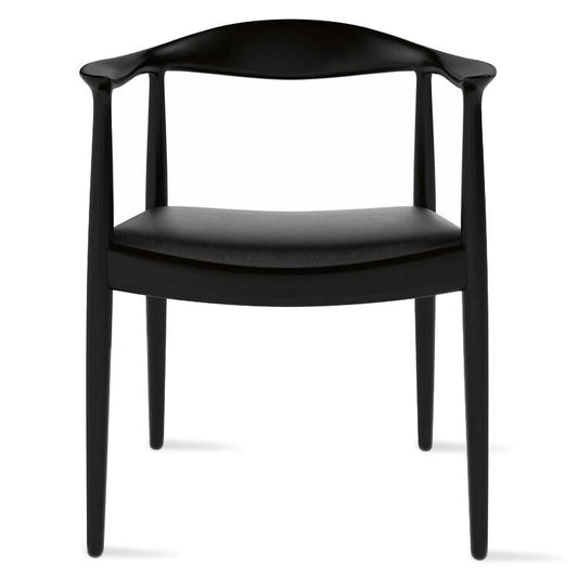 Solid Wood Elbow Kennedy Chairs Oak and Faux Leather Dining Armchair For Kitchen Bedroom Office