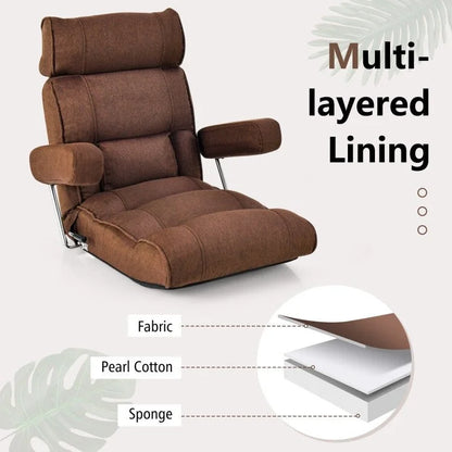 Adjustable Folding Sofa Chair with 6 Position Stepless Back - 31.5x 28.5 x 29.5