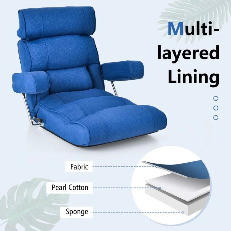 Adjustable Folding Sofa Chair with 6 Position Stepless Back - 31.5x 28.5 x 29.5