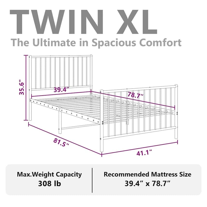 vidaXL Metal Bed Frame, No Mattress