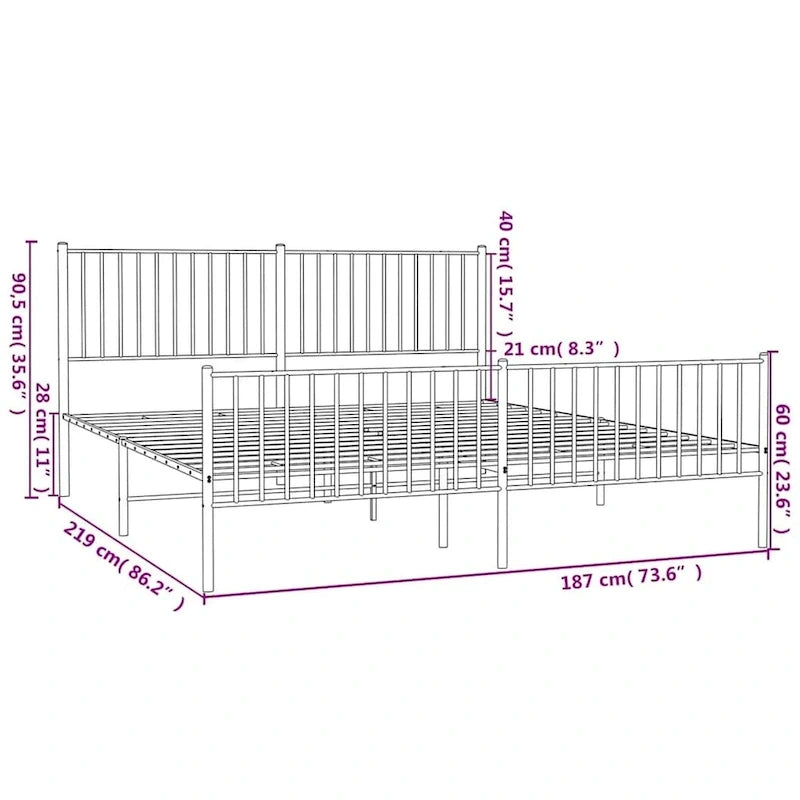 vidaXL Metal Bed Frame, No Mattress