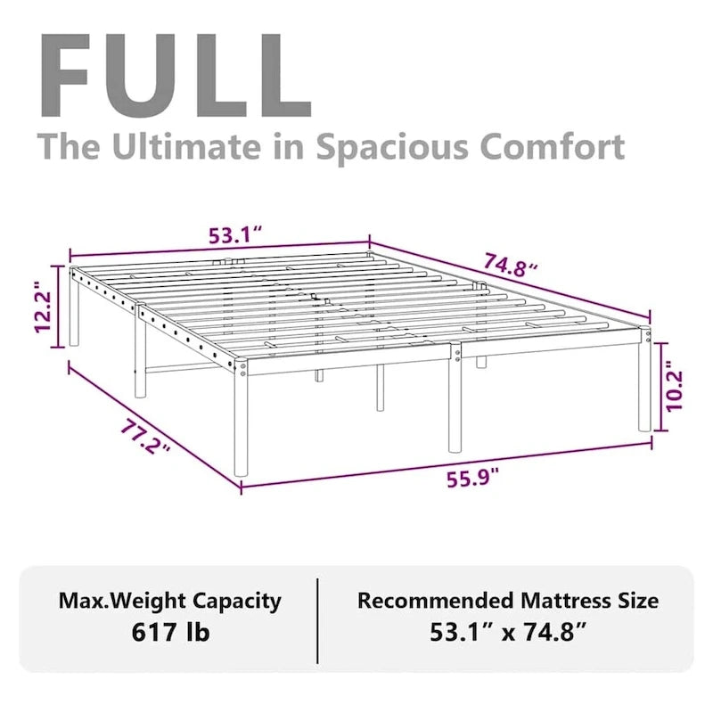 vidaXL Metal Bed Frame, No Mattress