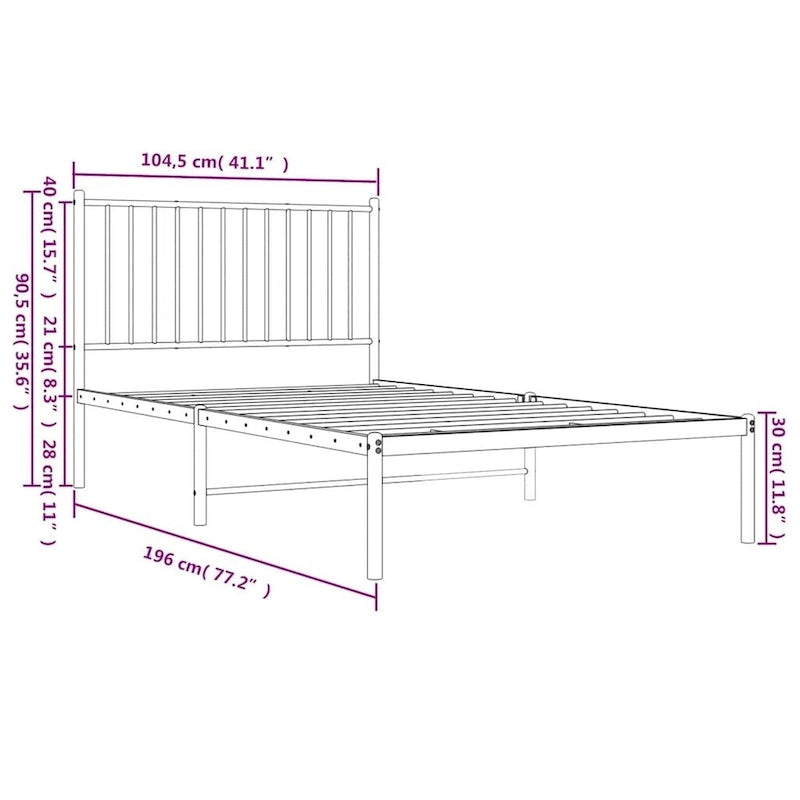 vidaXL Metal Bed Frame, No Mattress
