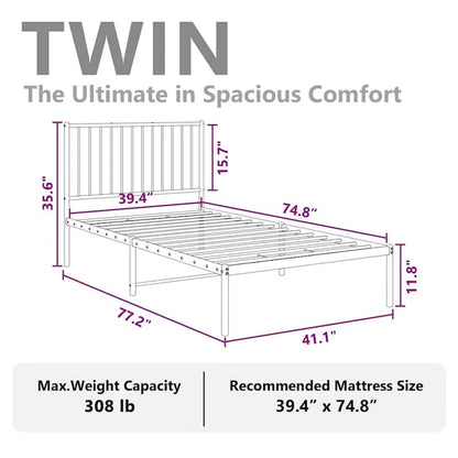vidaXL Metal Bed Frame, No Mattress