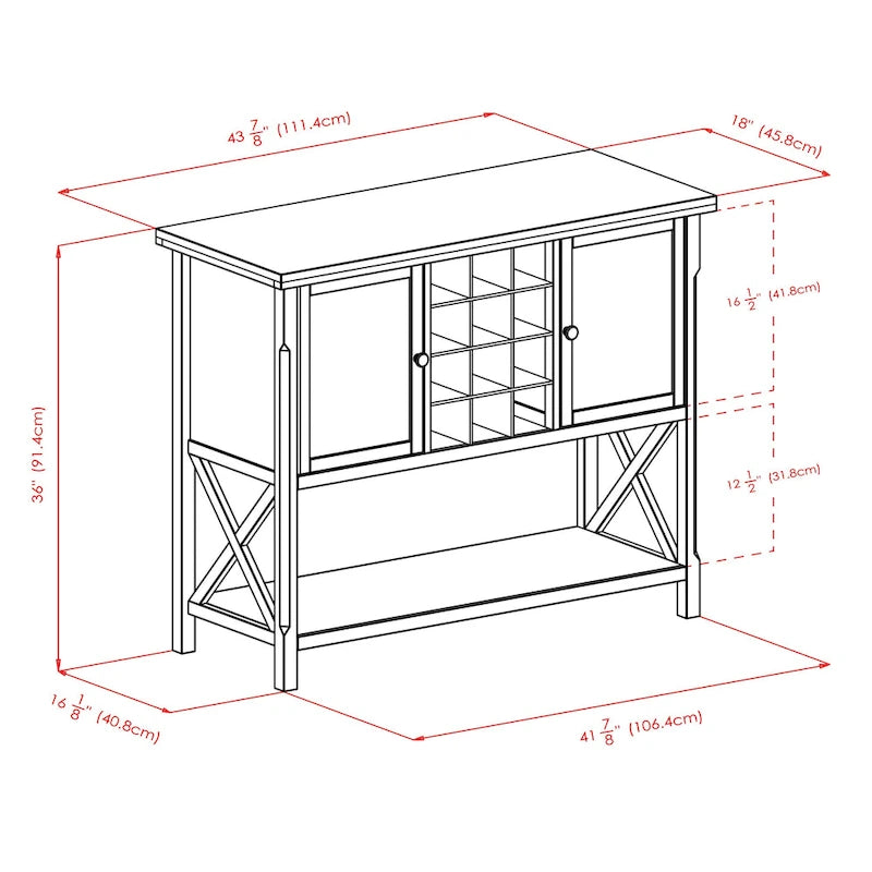 Xola Buffet Cabinet, Cappuccino - 43.8W x 18D x 35.9H
