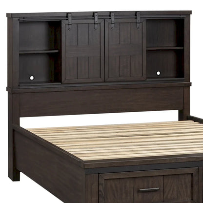 Thornwood Hills Rock Beaten Gray with Saw Cuts Queen Bookcase Bed