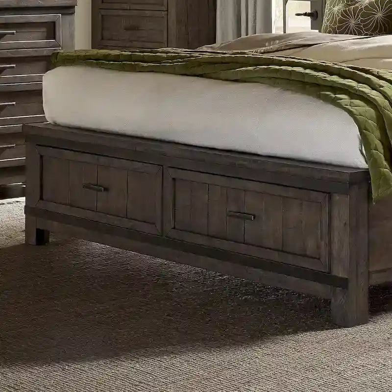 Thornwood Hills Rock Beaten Gray with Saw Cuts Queen Bookcase Bed