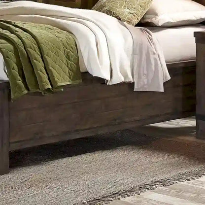 Thornwood Hills Rock Beaten Gray with Saw Cuts Queen Bookcase Bed
