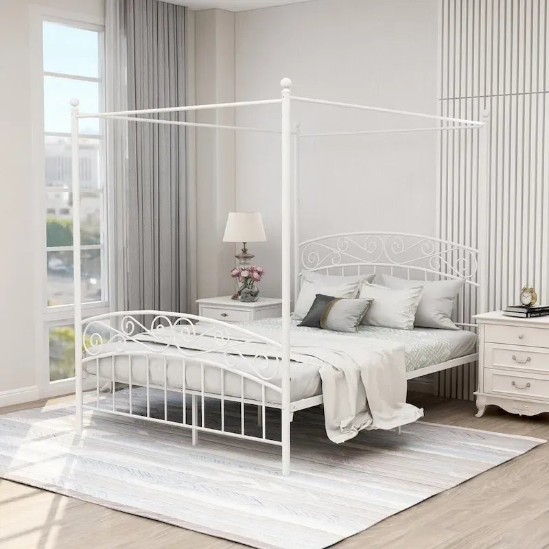 Aufank Classic Metal Canopy Bed Frame, Easy Assembly