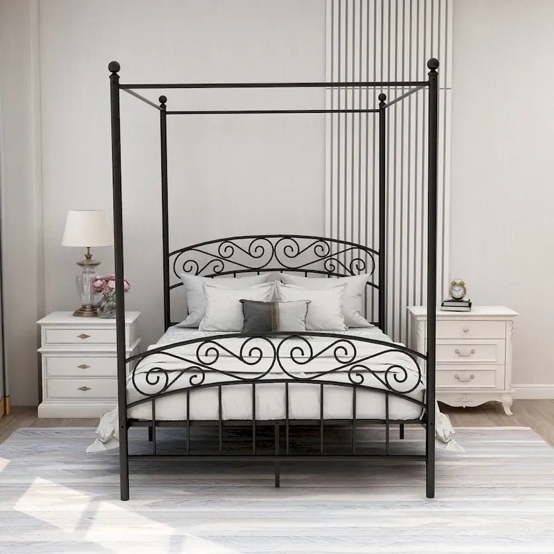 Aufank Classic Metal Canopy Bed Frame, Easy Assembly