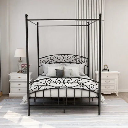 Aufank Classic Metal Canopy Bed Frame, Easy Assembly