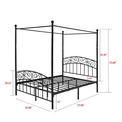 Aufank Classic Metal Canopy Bed Frame, Easy Assembly