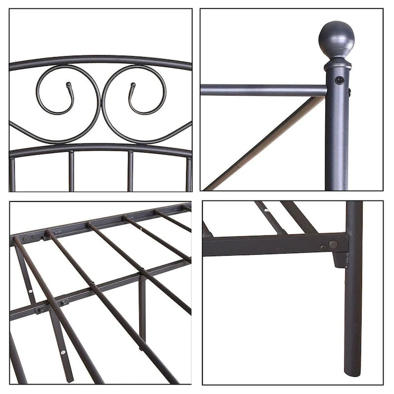 Aufank Classic Metal Canopy Bed Frame, Easy Assembly