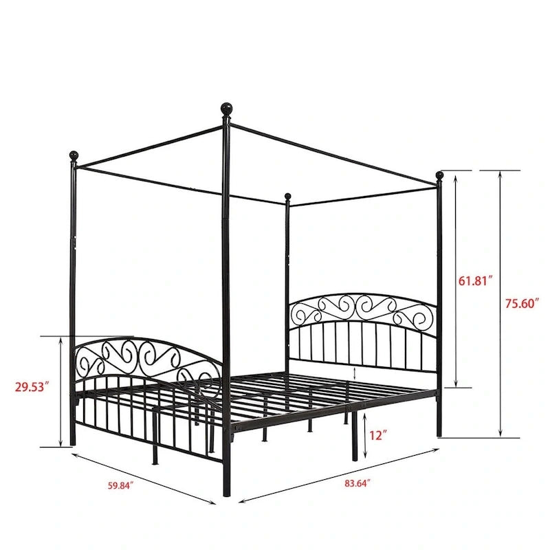 Aufank Classic Metal Canopy Bed Frame, Easy Assembly