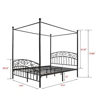 Aufank Classic Metal Canopy Bed Frame, Easy Assembly