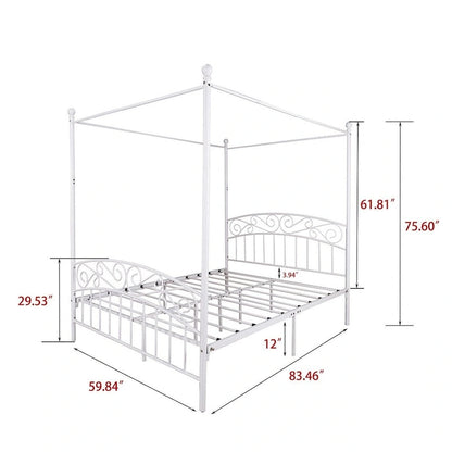Aufank Classic Metal Canopy Bed Frame, Easy Assembly
