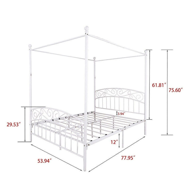 Aufank Classic Metal Canopy Bed Frame, Easy Assembly