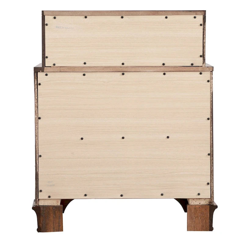 Traditional Three-Drawer 2-Tier Nightstand with Metal Pull