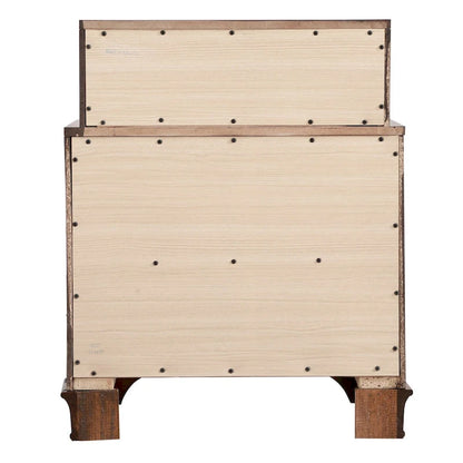 Traditional Three-Drawer 2-Tier Nightstand with Metal Pull