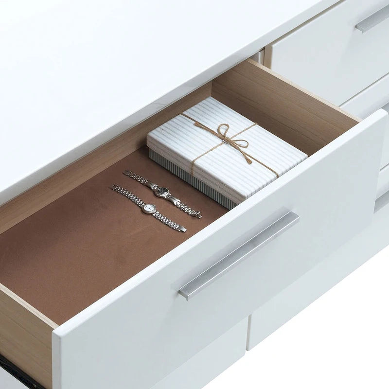 Furniture of America Ballingham Contemporary White 2-Piece 6-Drawer Dresser and Mirror Set