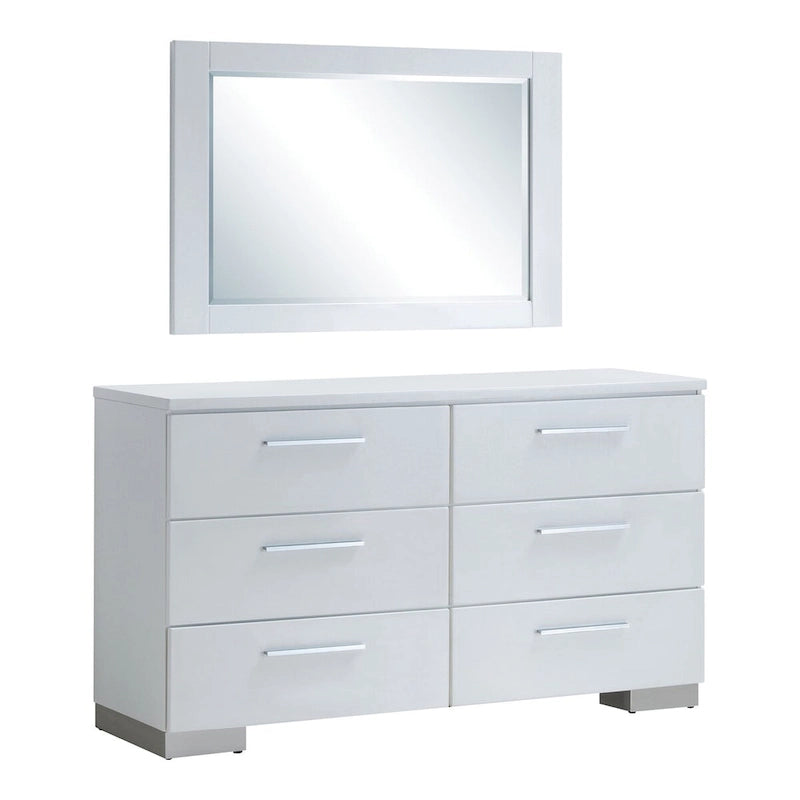 Furniture of America Ballingham Contemporary White 2-Piece 6-Drawer Dresser and Mirror Set