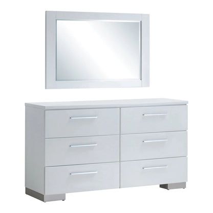 Furniture of America Ballingham Contemporary White 2-Piece 6-Drawer Dresser and Mirror Set