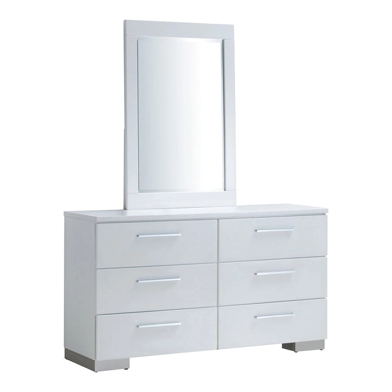 Furniture of America Ballingham Contemporary White 2-Piece 6-Drawer Dresser and Mirror Set