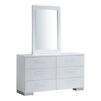 Furniture of America Ballingham Contemporary White 2-Piece 6-Drawer Dresser and Mirror Set
