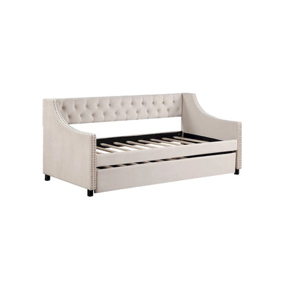 Full Size Daybed with Trundle Upholstered Tufted Sofa Bed with Button