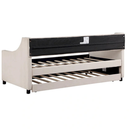 Full Size Daybed with Trundle Upholstered Tufted Sofa Bed with Button