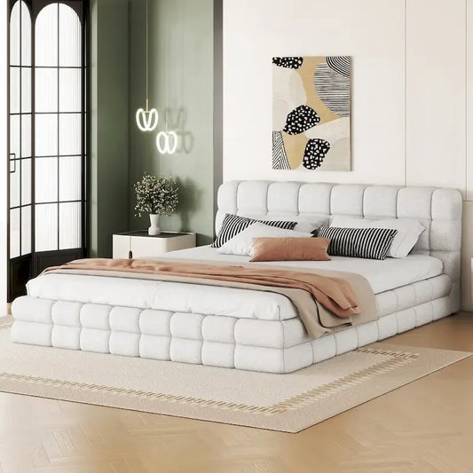 Queen Size Upholstered Platform Bed For Bedroom
