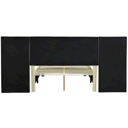 Full Size Velvet Upholstered Platform Bed with Big Headboard, Bedroom Furniture