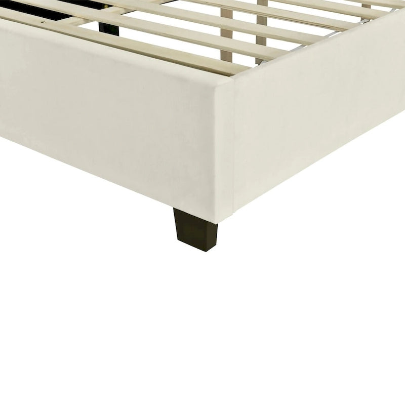 Full Size Velvet Upholstered Platform Bed with Big Headboard, Bedroom Furniture