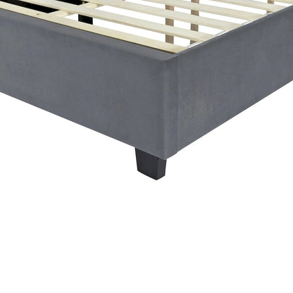 Full Size Velvet Upholstered Platform Bed with Big Headboard, Bedroom Furniture