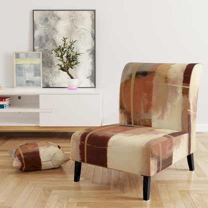 Designart Chocolate Brown Elementary III Upholstered Abstract Accent Chair and Modern & Contemporary Arm Chair