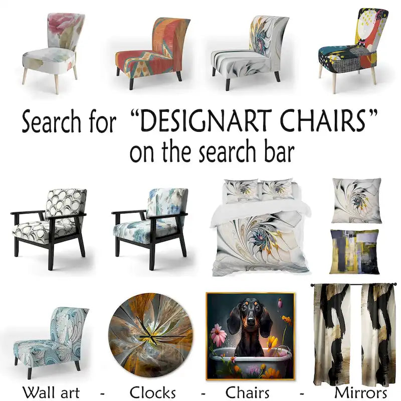 Designart Chocolate Brown Elementary III Upholstered Abstract Accent Chair and Modern & Contemporary Arm Chair