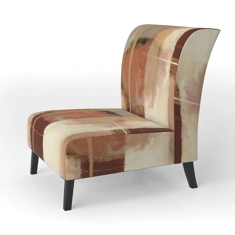 Designart Chocolate Brown Elementary III Upholstered Abstract Accent Chair and Modern & Contemporary Arm Chair