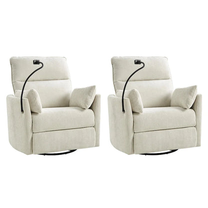 Barry Modern 38 Power Rocking Swivel Nursery Recliner with USB Ports Set of 2 by HULALA HOME